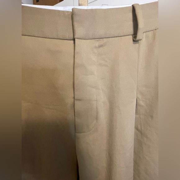NWOT: Frame Camel Wide Leg Cotton Blend Stretch Pleated Pants Size 4 - Picture 8 of 12